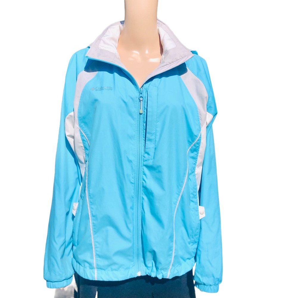 Columbia blue light weight windbreaker rain jacket Sz L